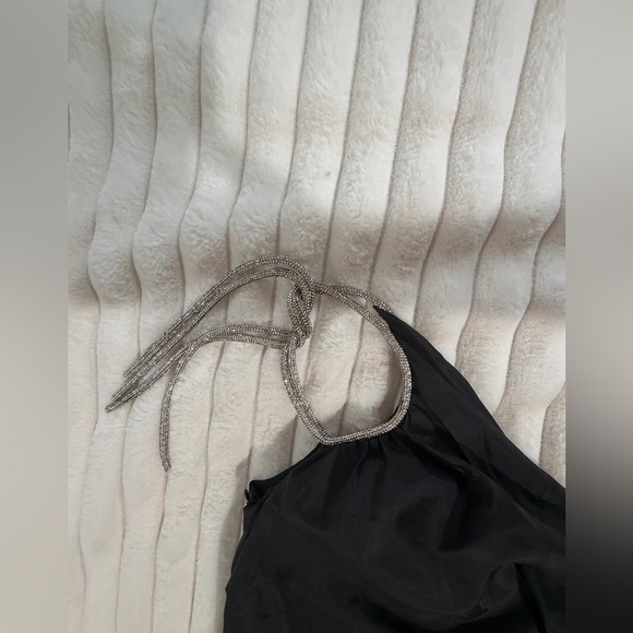 STAUD Black One-Shoulder Evening Gown with Rhinestone Halter - Picture 5 of 8